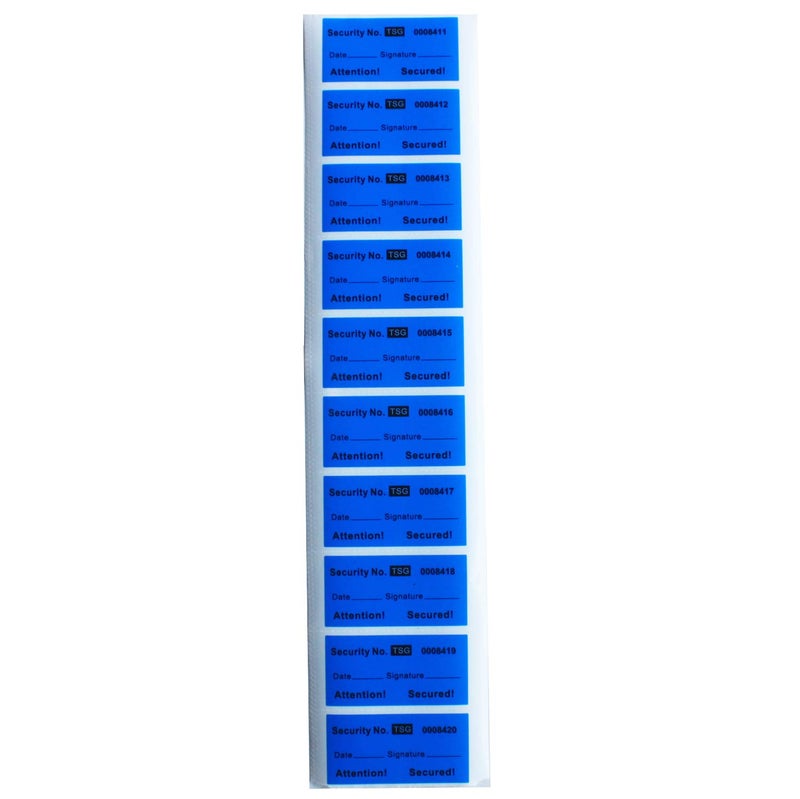 TamperSeals Group - 100pcs Non Transfer Tamper Resistant Security Warranty Void Labels/Stickers/Seals (Blue, 1 x 2 inches, Unique Nnumbers) - Image 2